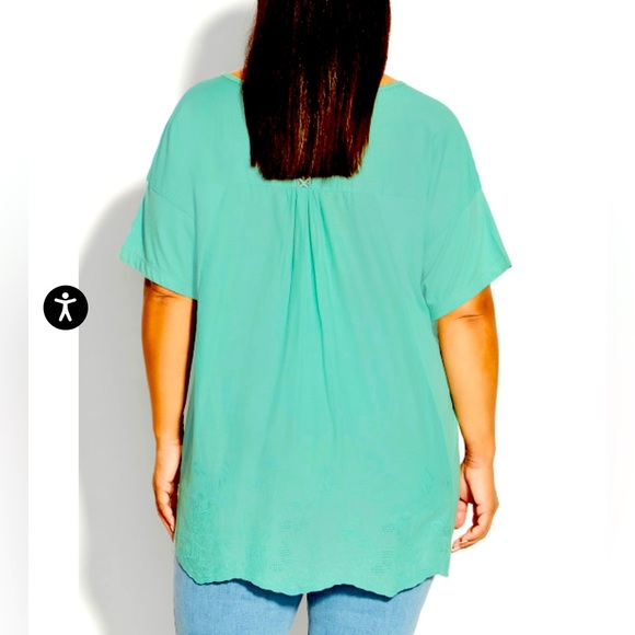 NWT Avenue embroidered top in aqua size 20 - Picture 2 of 5